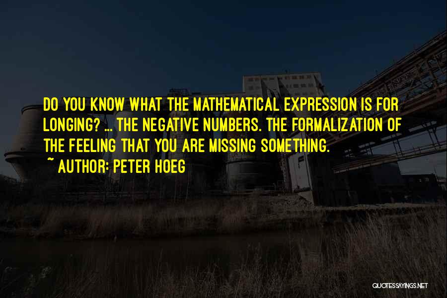 The Feeling Of Missing Someone Quotes By Peter Hoeg