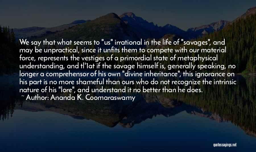 The Force Of Nature Quotes By Ananda K. Coomaraswamy
