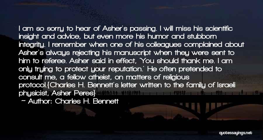 The Passing Of A Friend Quotes By Charles H. Bennett