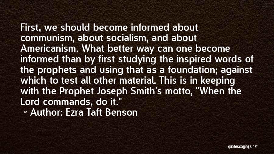 The Prophet Joseph Smith Quotes By Ezra Taft Benson