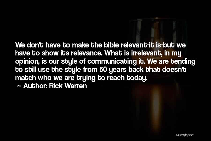 The Relevance Of The Bible Quotes By Rick Warren