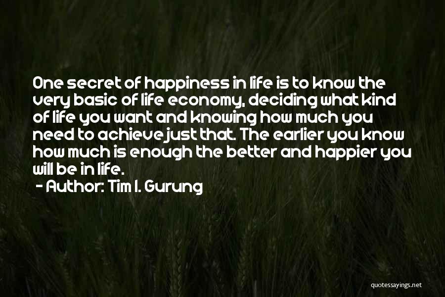 The Secret Happiness Quotes By Tim I. Gurung
