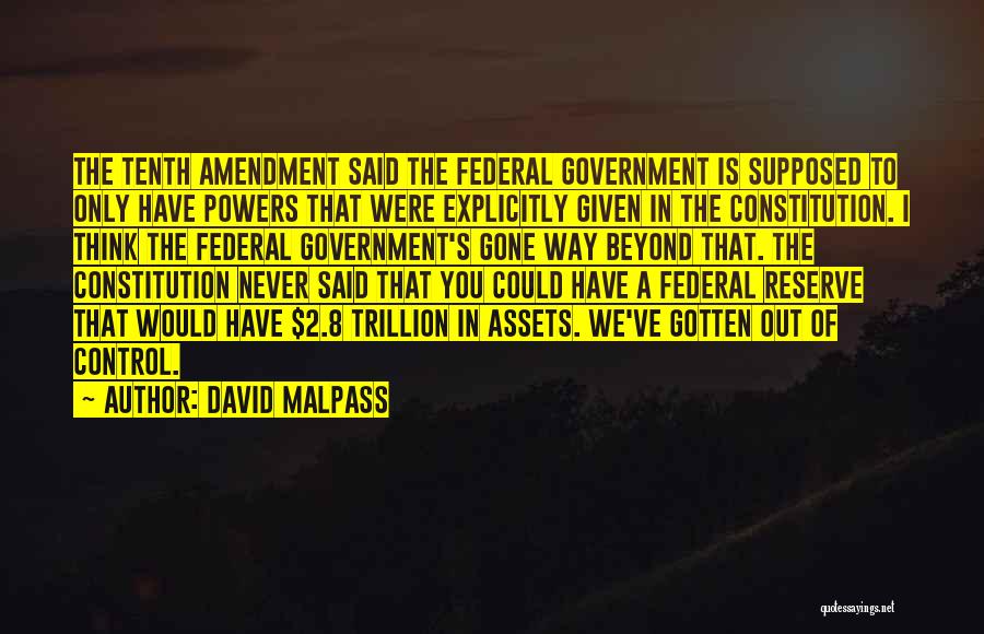 The Tenth Amendment Quotes By David Malpass