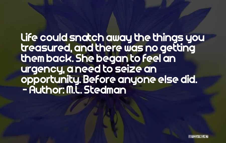 Things You Treasure Quotes By M.L. Stedman