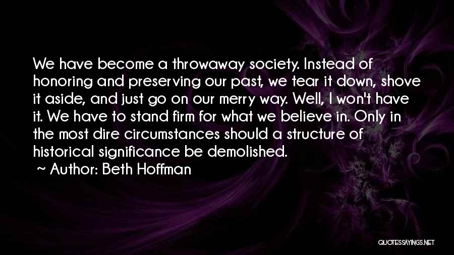 Throwaway Society Quotes By Beth Hoffman