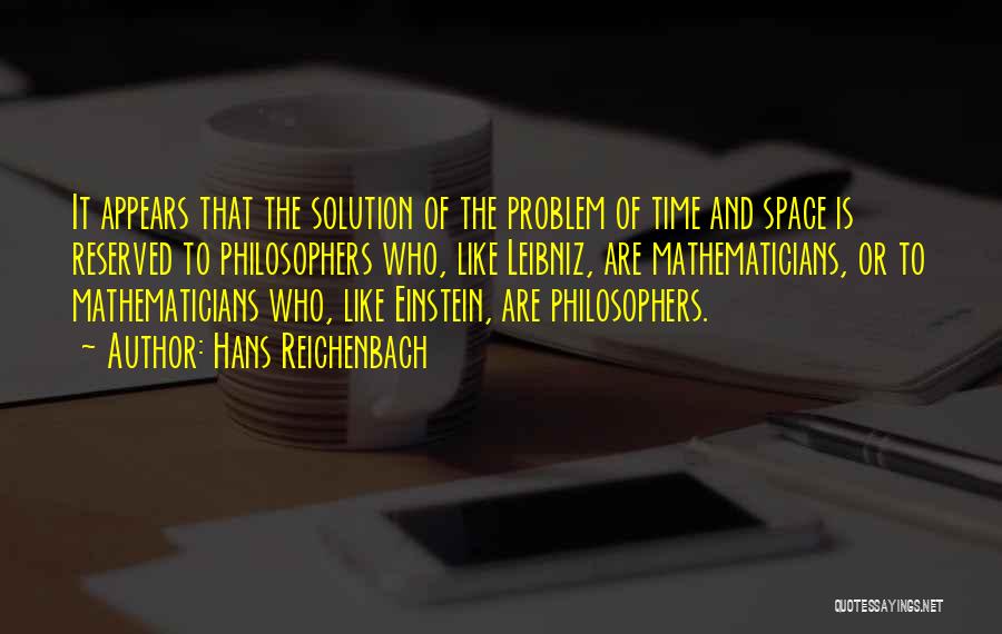 Time Einstein Quotes By Hans Reichenbach