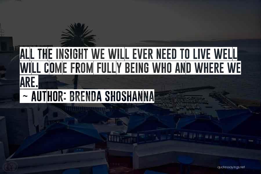 To Live Fully Quotes By Brenda Shoshanna