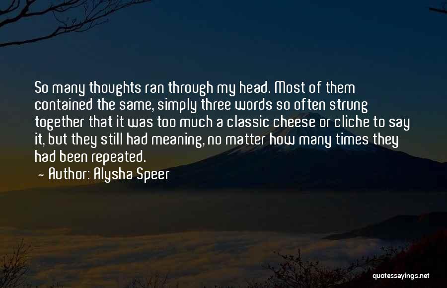 Too Many Thoughts Quotes By Alysha Speer