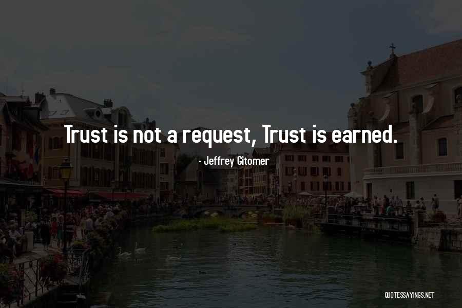 Trust Has To Be Earned Quotes By Jeffrey Gitomer