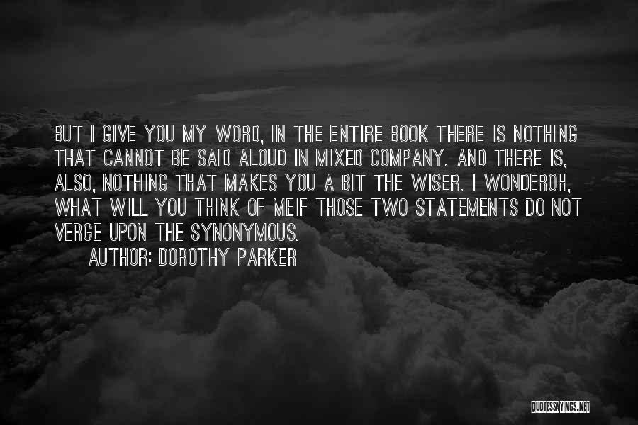 Two Word Book Quotes By Dorothy Parker