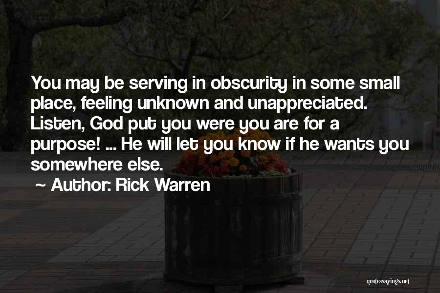 Unappreciated Quotes By Rick Warren