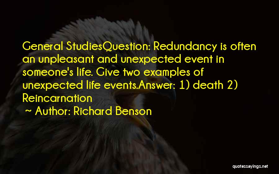 Unexpected Life Event Quotes By Richard Benson