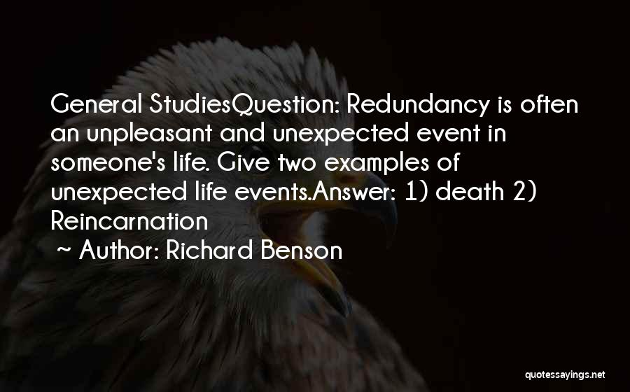 Unexpected Life Events Quotes By Richard Benson
