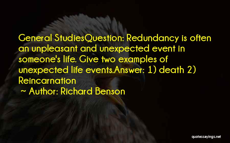 Unexpected Life Quotes By Richard Benson