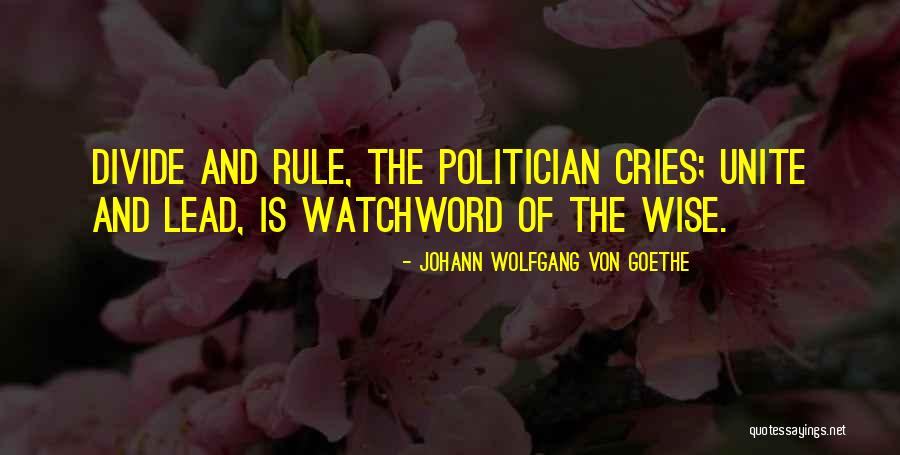 Unite Divide Quotes By Johann Wolfgang Von Goethe