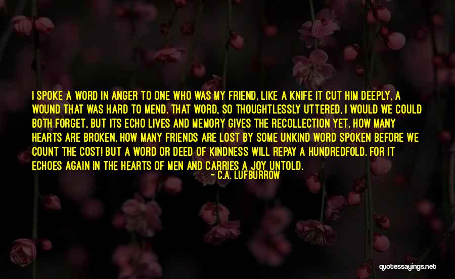 Unkind Quotes By C.A. Lufburrow Unkind Quotes By C.A. Lufburrow