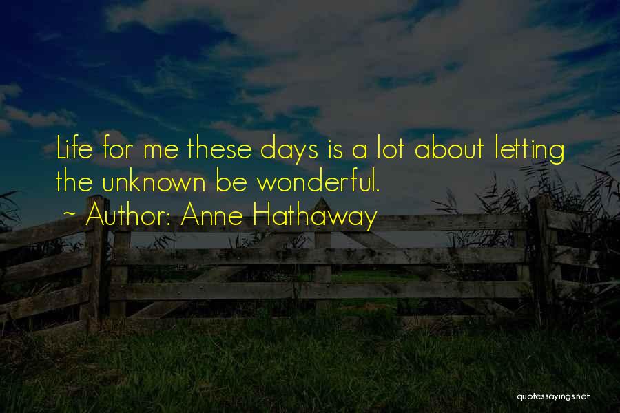 Unknown Life Quotes By Anne Hathaway