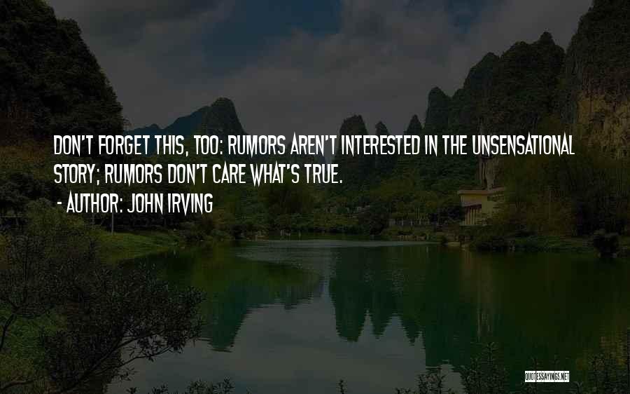 Unsensational Quotes By John Irving