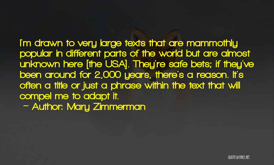 Usa Here I Come Quotes By Mary Zimmerman