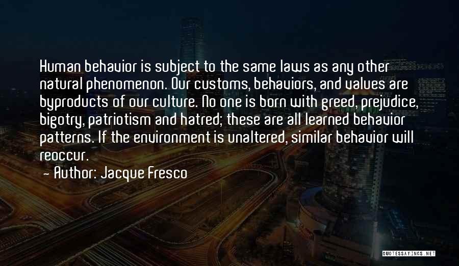Values And Behavior Quotes By Jacque Fresco