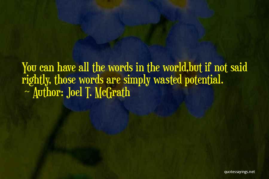 Wasted Words Quotes By Joel T. McGrath