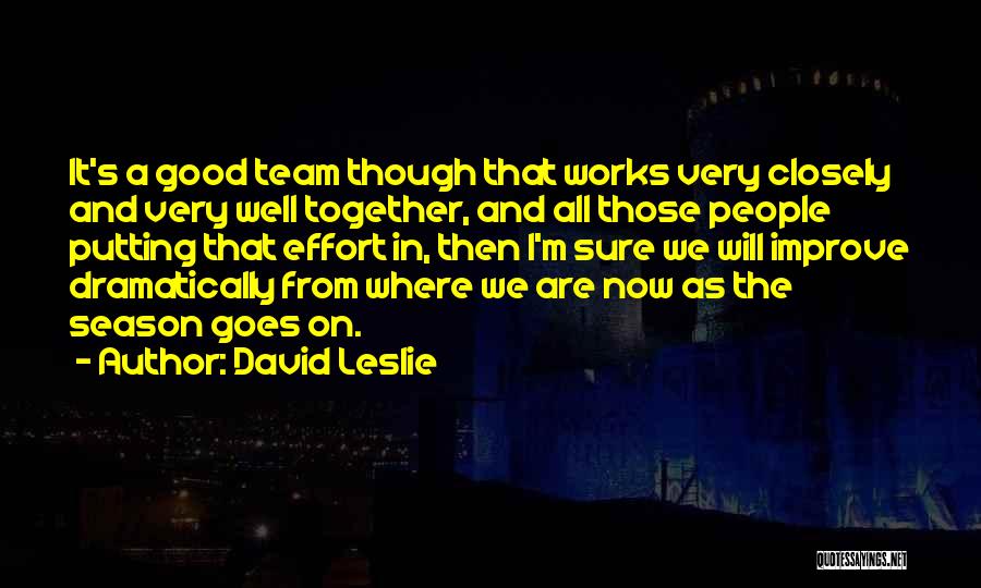 We Are Good Together Quotes By David Leslie