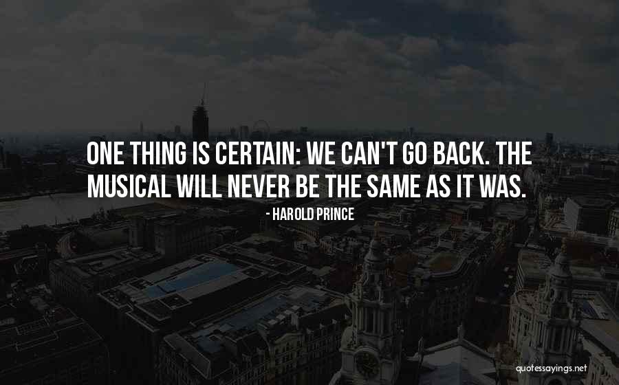 We Can Never Go Back Quotes By Harold Prince