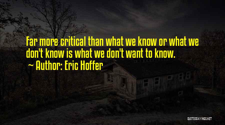 We Don't Know What We Want Quotes By Eric Hoffer