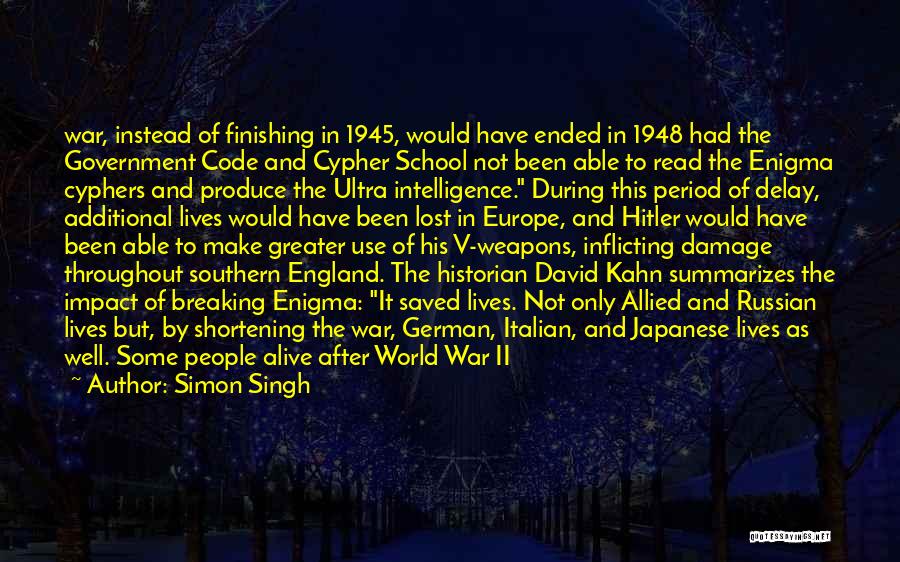 Weapons In World War 1 Quotes By Simon Singh