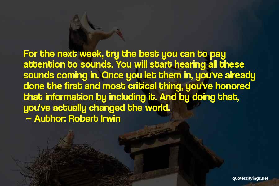 Week Start Quotes By Robert Irwin