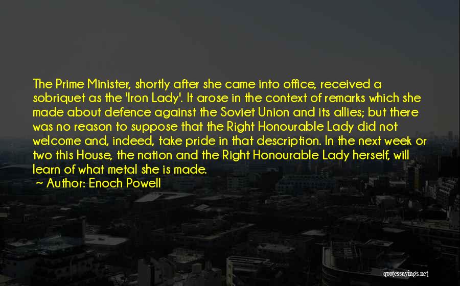 Welcome Remarks Quotes By Enoch Powell