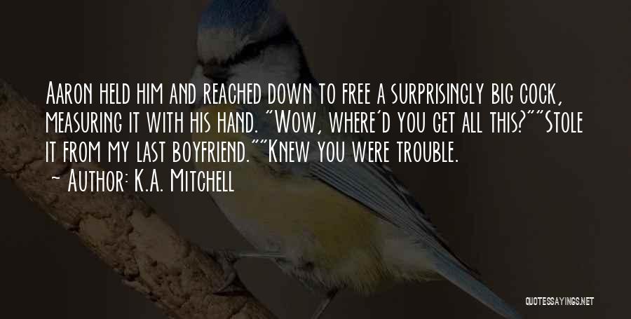 Where's My Boyfriend Quotes By K.A. Mitchell