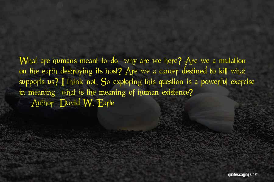 Why Are We Here On Earth Quotes By David W. Earle