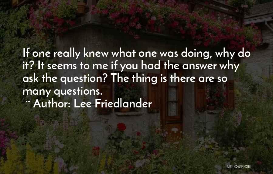 Why Ask Questions Quotes By Lee Friedlander