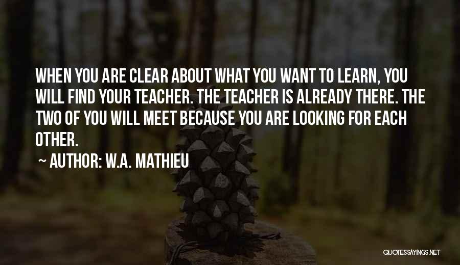 Why I Am A Teacher Quotes By W.A. Mathieu