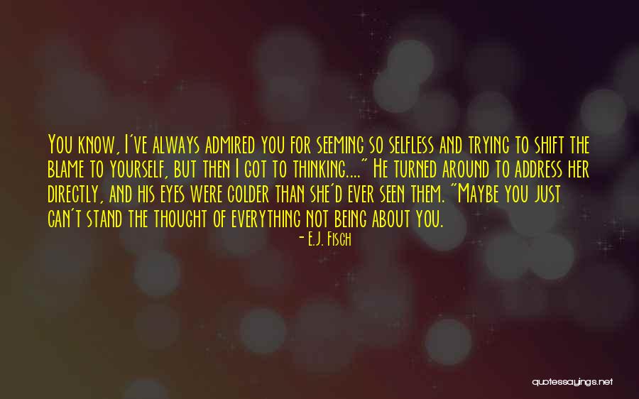 Why You Always Blame Me Quotes By E.J. Fisch Why You Always Blame Me Quotes By E.J. Fisch