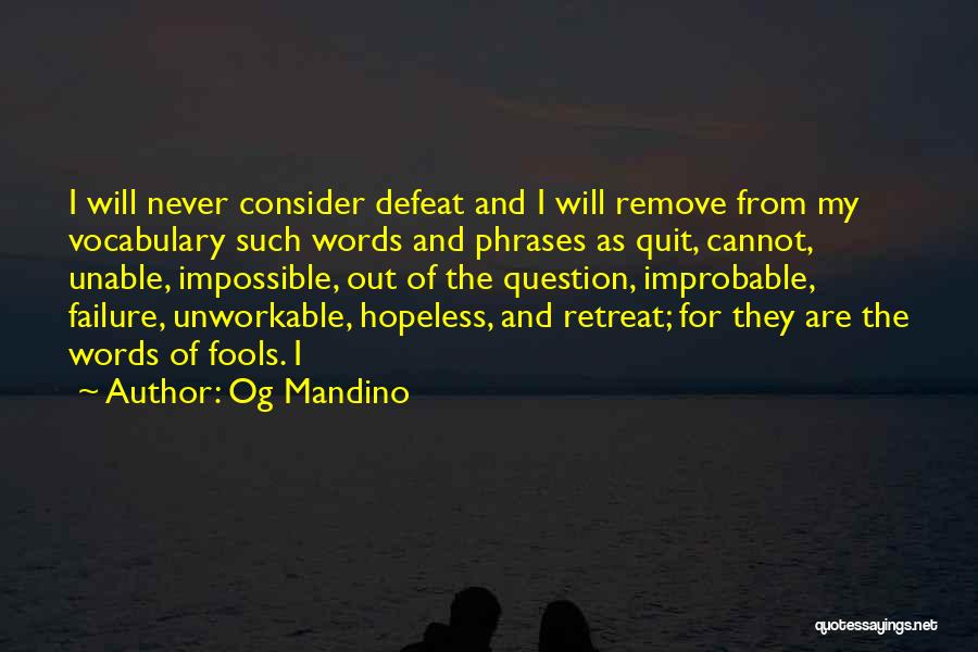 Will Never Quit Quotes By Og Mandino