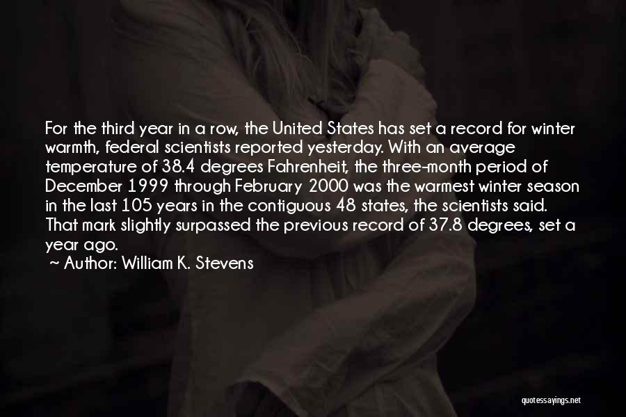 Winter Warmth Quotes By William K. Stevens