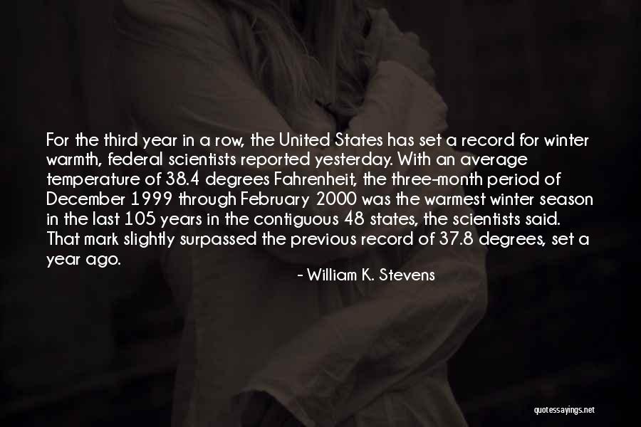 Winter Warmth Quotes By William K. Stevens