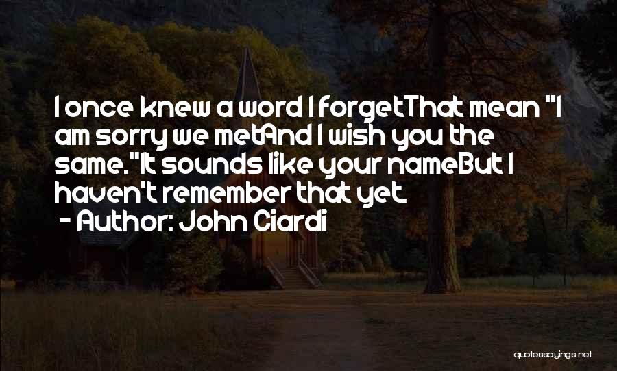 Wish I Knew You Quotes By John Ciardi