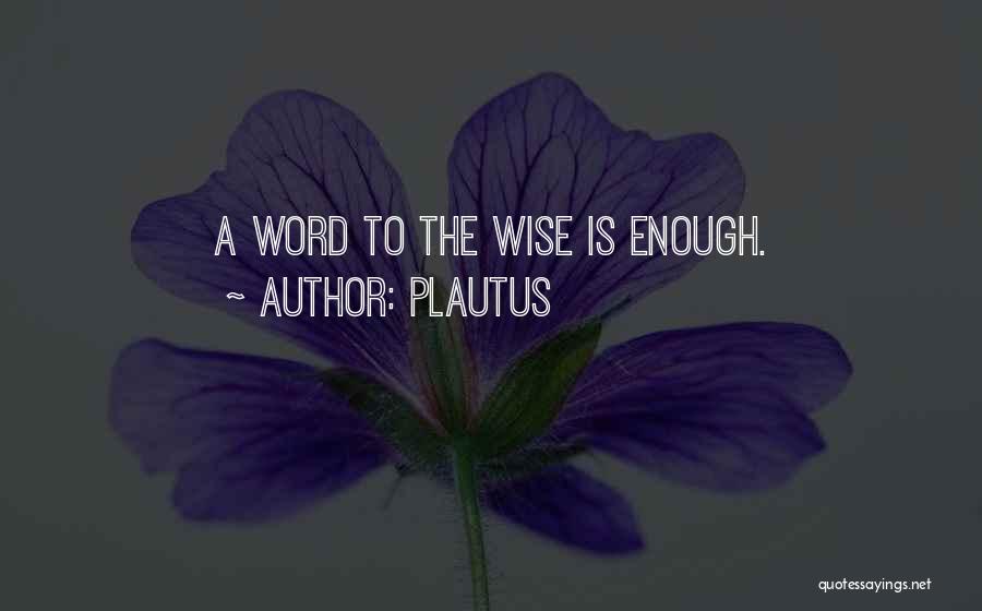 Word To Wise Quotes By Plautus