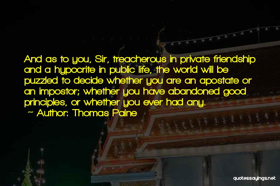 World's Best Friendship Quotes By Thomas Paine