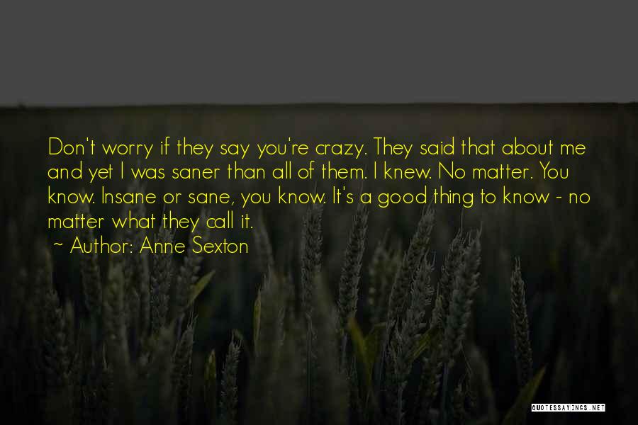 You Call Me Crazy Quotes By Anne Sexton