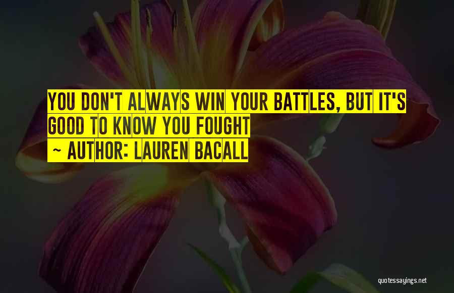 You Don't Always Have To Win Quotes By Lauren Bacall