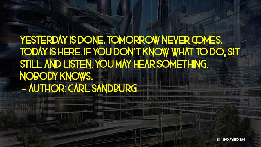 You Never Know Tomorrow Quotes By Carl Sandburg