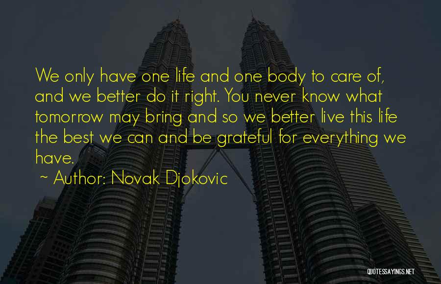 You Never Know What Life Will Bring Quotes By Novak Djokovic