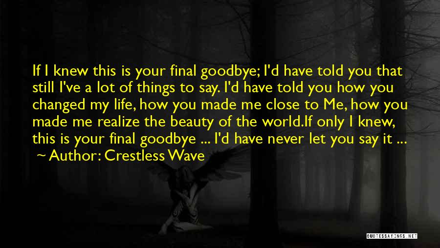 You Never Say Goodbye Quotes By Crestless Wave