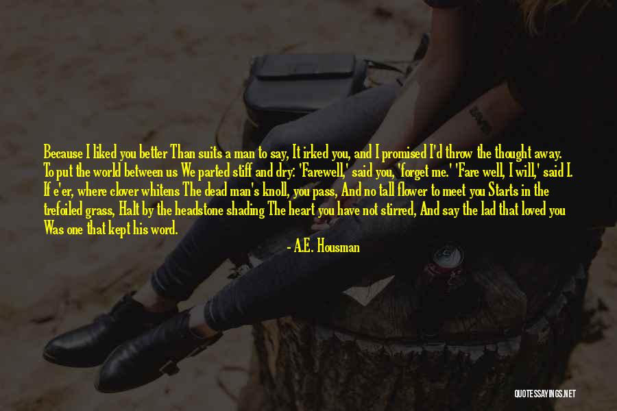 You Said You Liked Me Quotes By A.E. Housman You Said You Liked Me Quotes By A.E. Housman