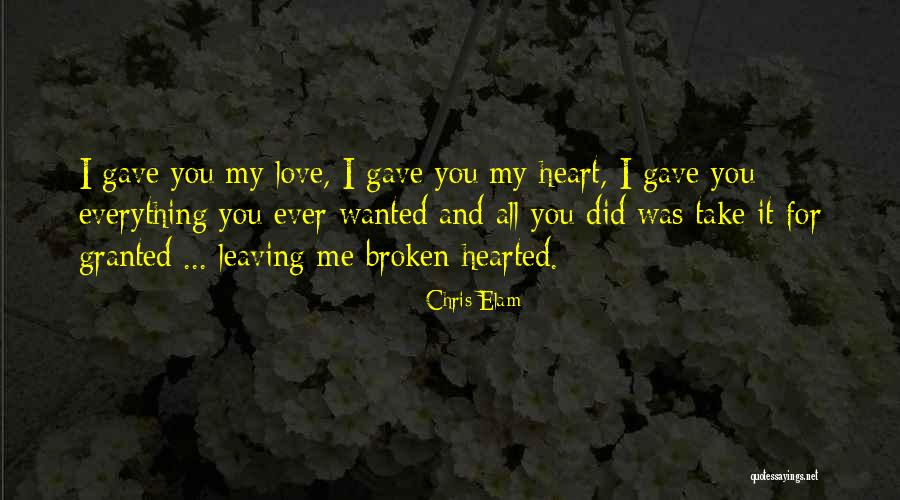 You Take Me For Granted Quotes By Chris Elam You Take Me For Granted Quotes By Chris Elam