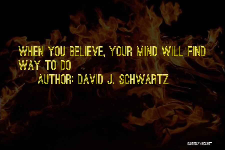 You Will When You Believe Quotes By David J. Schwartz